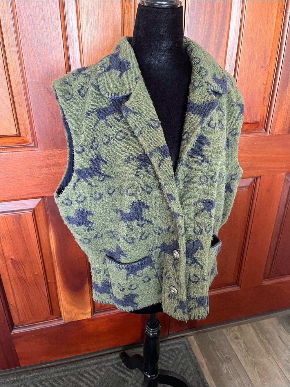 Vintage Barn Fly Ranch Collection Western Wear Fleece Vest Horse Women's L